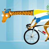 Jirafa ciclista - Lámina infantil. Ilustração vetorial projeto de Carina Galliano - 01.11.2015