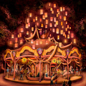Tangled's Lanterns Festival Carousel. . Instalações, Arquitetura, Direção de arte, Design de interiores, e Design de cenários projeto de David Pizarro - 14.12.2016