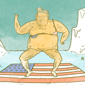Trump y Calentamiento global. Ilustração tradicional projeto de John Sastoque - 05.07.2017