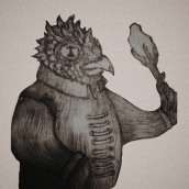 " The bird of knowledge ". Traditional illustration project by Leandro Moreno - 12.08.2017