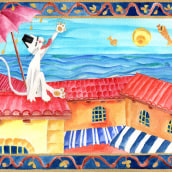 gato en el tejado- canción popular. Un projet de Illustration traditionnelle de daniela lewin - 21.02.2018