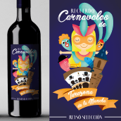 Vino Carnaval. Design, Traditional illustration, Graphic Design, Packaging, and Vector Illustration project by Almudena La Orden - 02.12.2018