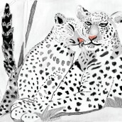 Mama leoparda y leopardito mimoson. Illustration project by Cassandra Sicre - 02.26.2018