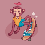Monkey Style. Ilustração tradicional e Ilustração vetorial projeto de Javigaar - 05.03.2018
