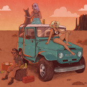 Road girls. Traditional illustration, Character Design, and Digital Illustration project by Marta Fernández - 05.02.2018
