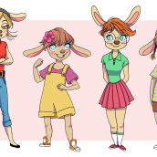Bunnies. Traditional illustration, Character Design, Fine Arts, Creativit, Drawing, and Digital Illustration project by Paloma López - 05.14.2018