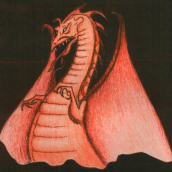 Dragon Rojo. Projekt z dziedziny Trad, c, jna ilustracja, Projektowanie postaci,  R i sunek użytkownika Marcela Nuñez - 14.07.2018