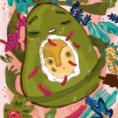  avocado spirit. Traditional illustration, Vector Illustration, and Digital Illustration project by tita wong - 09.11.2018