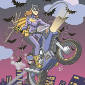 Batgirl on bike. Een project van Digitale illustratie van Fernando Cano Zapata - 20.07.2017