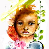  Retrato ilustrado en acuarela "Quiero un coco". Een project van Traditionele illustratie,  Creativiteit, Aquarelschilderen y  Portrettekening van Claudio Bustamante - 26.10.2018
