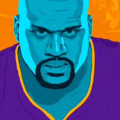 Ilustração animada de Shaquille O'neal. Traditional illustration, Animation, Art Direction, Graphic Design, Video, Character Animation, 2D Animation, Drawing, and Concept Art project by Júlio Martir - 04.30.2017