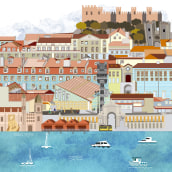 Ilustración Lisboa. Traditional illustration, Architecture, Graphic Design, Vector Illustration, and Drawing project by Chema Pedrosa - 11.13.2018