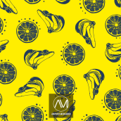 Yellow Fruits. Un proyecto de Diseño gráfico, Pattern Design e Ilustración vectorial de Amparo Mercader - 16.11.2018
