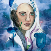 Morgana: invierno. Un proyecto de Ilustración tradicional, Pintura a la acuarela e Ilustración de retrato de diana_perenquen - 10.12.2018