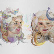 Lia y Vera, de princesa a pirata. Un proyecto de Pintura a la acuarela e Ilustración de retrato de Laura Marcela Castiblanco Arias - 15.02.2019