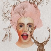 Otoño con ciervos. Un proyecto de Ilustración tradicional, Collage, Dibujo e Ilustración de retrato de Mariana - 15.02.2019