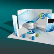 Diseño de Stand para EMASESA, empresa pública del agua de Sevilla. Design gráfico, e Arquitetura de interiores projeto de Antonio Gaga - 22.02.2019