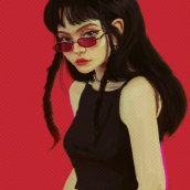 Red Glasses  Girl . Traditional illustration, Digital Illustration, and Portrait Drawing project by Rafa Flores Art - 03.05.2019