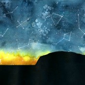 ULURU SUNRISE CONSTELLATIONS. Watercolor Painting project by ESCARLATA FUSTER - 03.09.2019