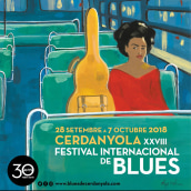Cartel Festival de Blues. Traditional illustration, Br, ing, Identit, Events, Fine Arts, Poster Design, Portrait Drawing, and Artistic Drawing project by Olga Molina - 04.05.2019