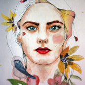 Mi Proyecto del curso: Retrato ilustrado en acuarela;  Chica primavera. Traditional illustration project by carmen_eme - 04.08.2019
