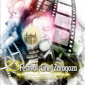 Propuesta: Cartel Festival de Cine de Zaragoza. Design, Ilustração tradicional, Direção de arte, Pintura, Design de cartaz e Ilustração digital projeto de NOELIA DOMINGUEZ - 27.04.2019