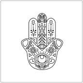 Diseño de Tatuaje - Mano de Hamsa. Un proyecto de Diseño, Diseño de iconos e Ilustración digital de Paola Ruiz - 10.05.2019