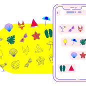 Summer icons __ Pack de stickers para WhatsApp. Design, Art Direction, Graphic Design, Icon Design, and Digital Illustration project by María Marqueses - 05.17.2019