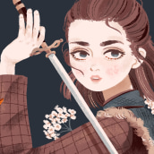 Fanart: Arya Stark - proceso. Een project van Traditionele illustratie, Ontwerp van personages, Digitale illustratie y Portretillustratie van Paula Zamudio - 10.06.2019