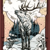 Moose Illustration. Ilustração tradicional projeto de Elisa Plance - 19.06.2019