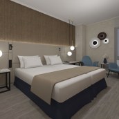 Habitación de Hotel_Propuesta de reforma. Design, 3D, Interior Design, Infographics, and 3D Modeling project by Lorena García - 05.25.2017