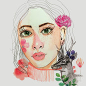 Mi Proyecto del curso: Retrato ilustrado en acuarela. Un proyecto de Dibujo artístico de mayramacedosakiray - 06.09.2019
