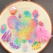 My project in Embroidery and Watercolor Basic Techniques course. Artesanato projeto de Helen M. - 10.09.2019