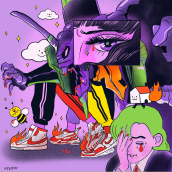 HELLCAT X Cartoon Madness. Un proyecto de Ilustración, Diseño de carteles e Ilustración digital de Maria Elena Ramirez Ortega - 04.06.2019