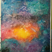 Técnicas modernas: proyecto galaxia. Fine Arts project by XaviSala - 10.13.2019