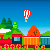 Animación SVG: Paisaje con tren. Ilustração tradicional, e Animação projeto de María José Salva Rez - 22.10.2019