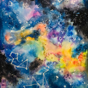Mi Galaxia. Watercolor Painting project by Francisca Kinzel Maluje - 10.29.2019