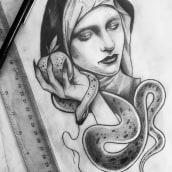 stuff. Un proyecto de Ilustración tradicional, Ilustración de retrato, Dibujo de Retrato, Dibujo artístico y Diseño de tatuajes de Myriam - 05.11.2019