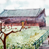 Mi Proyecto del curso: Ilustración en acuarela con influencia japonesa. Un progetto di Belle arti e Pittura ad acquerello di Vannia Gumiel - 20.11.2019
