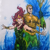 Aquaman y Mera - Justice League. Traditional illustration, Drawing, and Artistic Drawing project by Jonny GC - 12.24.2019
