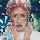 Mi Proyecto del curso: Retrato ilustrado en acuarela "Baby it´s cold outside". Un proyecto de Ilustración tradicional, Bellas Artes y Dibujo artístico de Priss BlaFu - 10.01.2020
