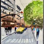 Meu projeto do curso: Paisagens urbanas em aquarela. Street Art project by Maria Castel-Branco - 02.01.2020