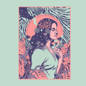 LANA DEL REY - GIG POSTER. Traditional illustration, and Poster Design project by Juan Caicedo - 02.03.2018