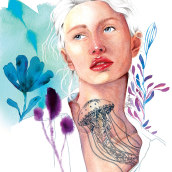 Meu projeto do curso: Retrato ilustrado em aquarela. Portrait Illustration project by Jéssica Correia - 02.24.2020
