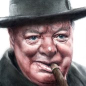 Winston Churchill (El Mundo). Drawing, Watercolor Painting, Portrait Illustration, Portrait Drawing, Realistic Drawing, and Artistic Drawing project by Carlos Rodríguez Casado - 03.16.2020