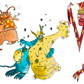 Los 4 extraterrestres borrachos. Un proyecto de Ilustración tradicional, Diseño de personajes, Bocetado e Ilustración infantil de Elena - 17.03.2020