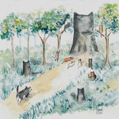 Mi Proyecto del curso: Ilustración en acuarela con influencia japonesa. Un proyecto de Ilustración infantil de Tamara Cea - 03.04.2020