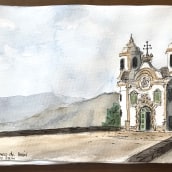My project in Architectural Sketching with Watercolor and Ink course. Watercolor Painting, and Brush Painting project by Kiros Kokkas - 04.01.2020