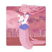 Medusa Sailor Senshi | Ilustración digital con texturas en Photoshop. Un proyecto de Ilustración digital y Dibujo digital de Nicolás Peña Colazo - 08.04.2020