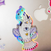 The snake in the hand - holographic vinyl sticker. Un proyecto de Diseño, Ilustración, Diseño de producto y Diseño de tatuajes de flor mocasin - 13.04.2020